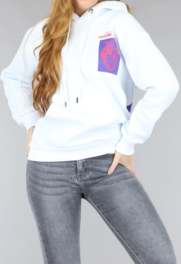 OP=OP! Witte Oversized Heart Hoodie