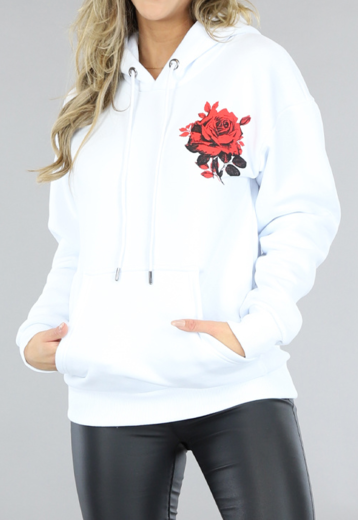 OP=OP! Witte Rose Oversized Hoodie