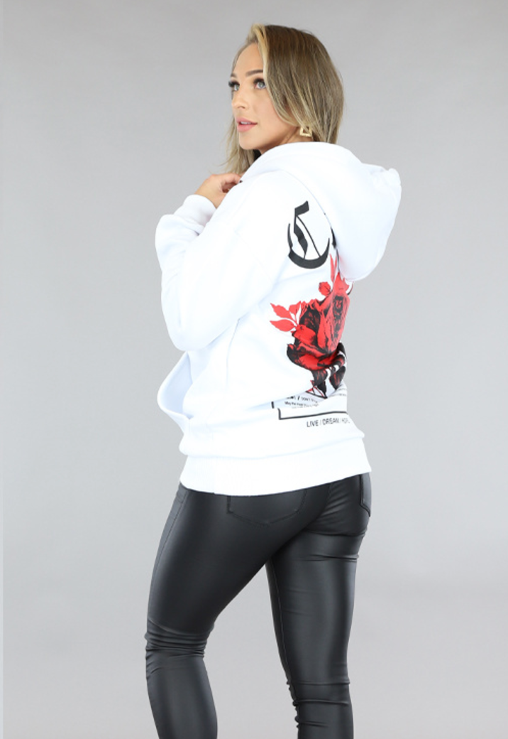 Witte Rose Oversized Hoodie
