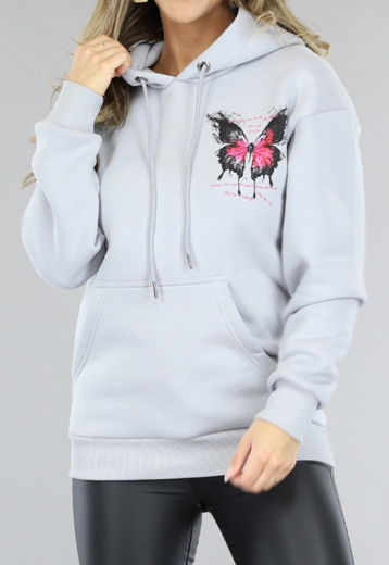 OP=OP! Grijze Butterfly Oversized Hoodie