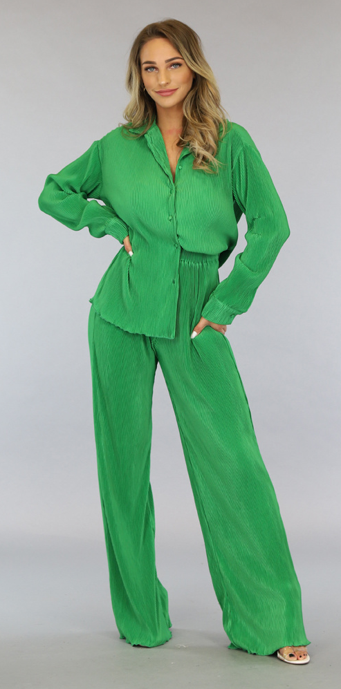 Comfy Plisse Set Dames Groen Uwantisell