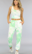 Lichtgroene Tie Dye Set met Crop Top