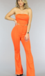Oranje Bandeau Set met Flair Pantalon
