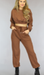 BF2023 Bruine Two Piece Jogger Set met Knoopdetail