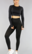 Zwarte Longsleeve Sport Set met Patronen