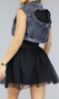 Zwarte 2-Piece met Jeans Gilet en Tule Rok