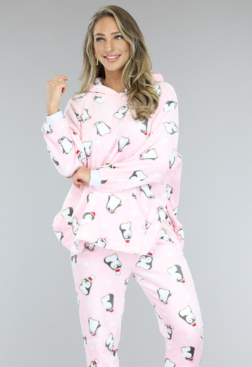 BF2023 Lichtroze Pyjama met Pinguins
