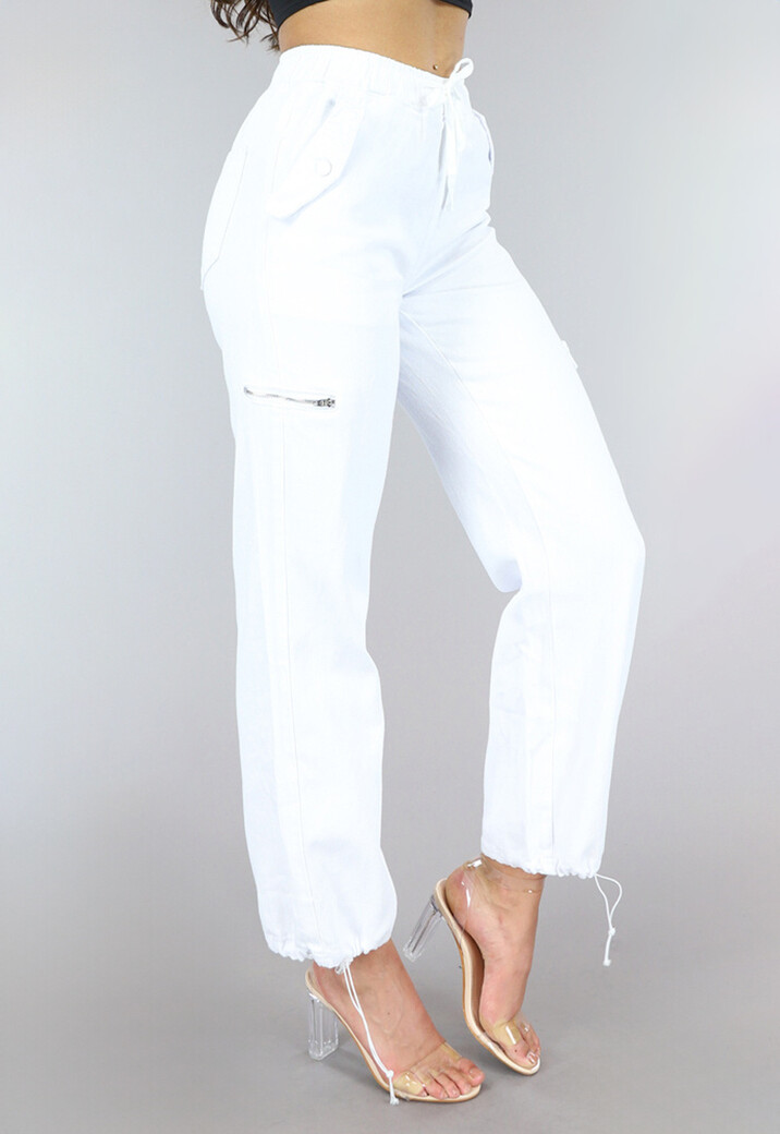 Witte Cargo Broek met Rits