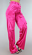 Fuchsia Satijnen Tall Cargo Broek