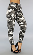 Grijs/Witte Cargo Broek met Camouflage Print