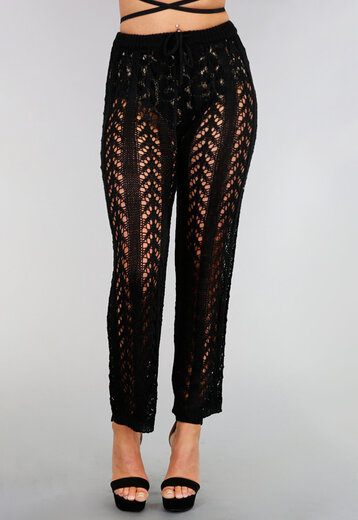 BF2023 High Waist Gehaakte Broek Zwart