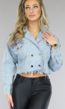 Cropped Jeans Jasje met Druksluiting