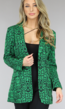 Groene Slangenprint Blazer met Schoudervulling