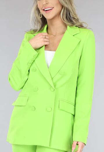 OP=OP! Lime Groene Halflange Oversized Blazer