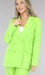 Lime Groene Halflange Oversized Blazer met Lime Groene Knopen