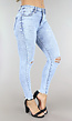 Acid Wash Skinny Mid Waist Jeans met Gaten