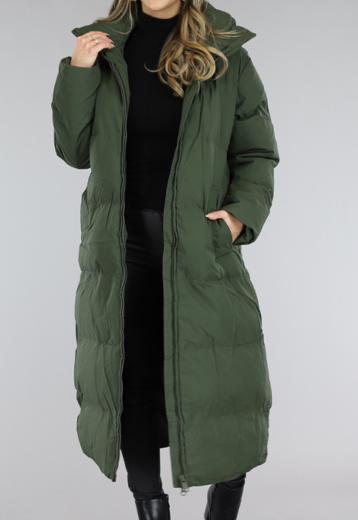 Legergroene Gevoerde Winterjas