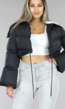 Zwarte Cropped Puffer Jas met Teddy Voering