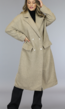 Lange Camel Faux Fur Trenchcoat met Gouden Knopen