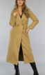 Camel Lange Basic Trenchcoat met Knoopsluiting