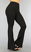 Tall Zwarte Elastische Flared Broek met Wijde Pijpen