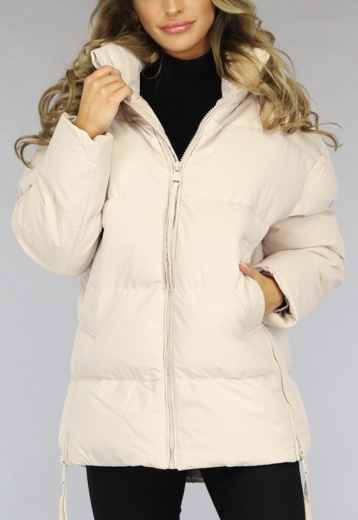 Beige Gewatteerde Winterjas