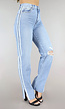 High Waist Flared Jeans met Split en Dubbele Streep