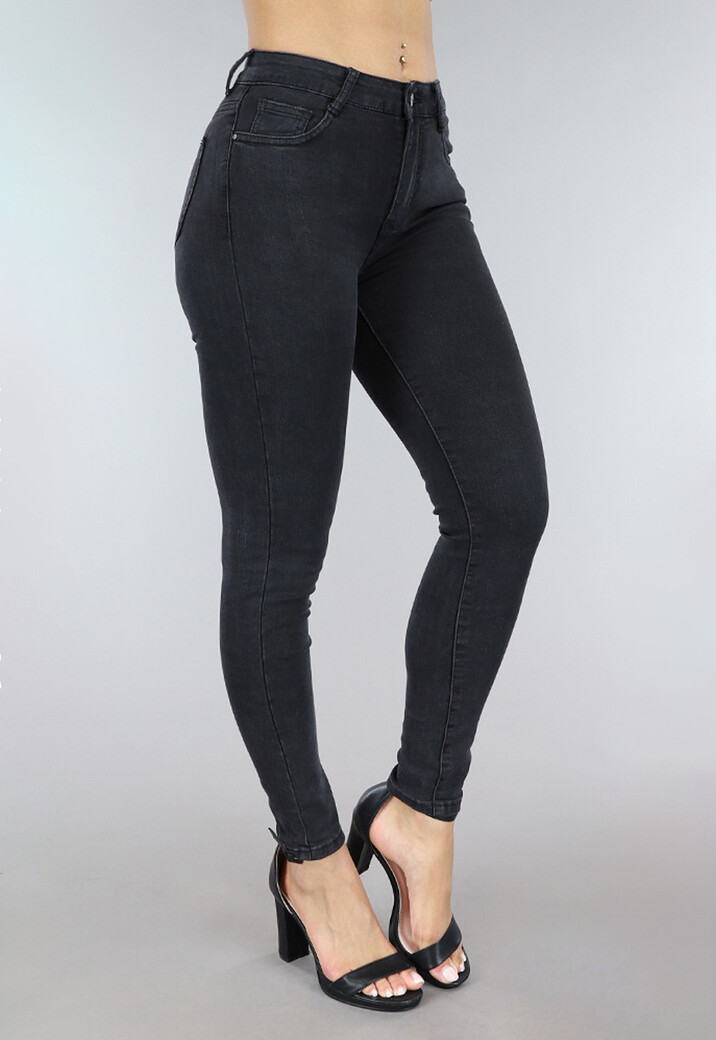 Zwarte Mid Waist Skinny Jeans