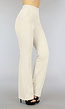 Beige Flared Pantalon met Biesje