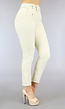 Beige Aansluitende Pantalon met Riem