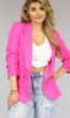 Fuchsia Blazer met Geplooide Driekwart Mouwen