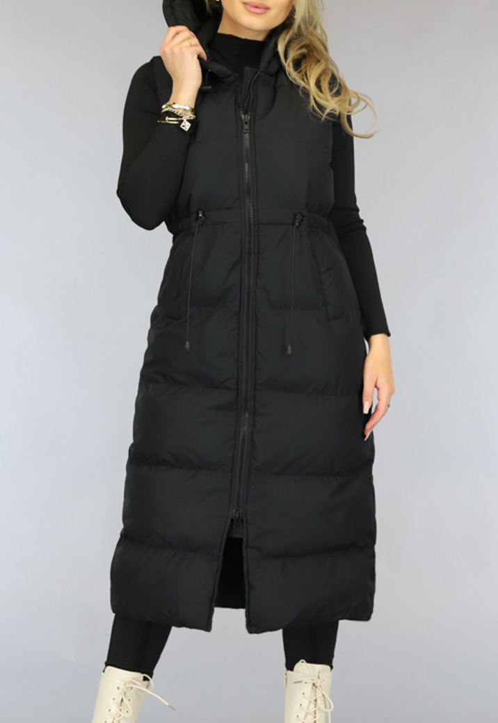 Oversized Lange Bodywarmer Zwart