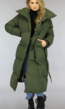 Luxe Groene Oversized Winterjas met Tailleband