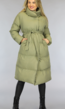 BF2023 Lange Groene Oversized Winterjas met Tailleband