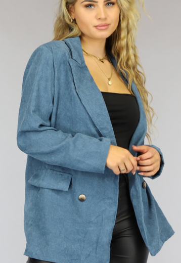 BF2023 Blauwe Rib Blazer met Knopen