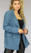 Blauwe Rib Blazer met Knopen