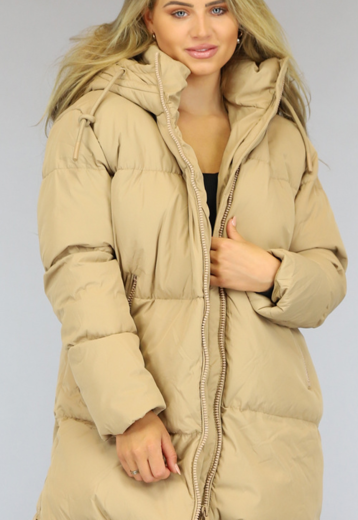 OP=OP! Camel Gewatteerde Oversized Winterjas