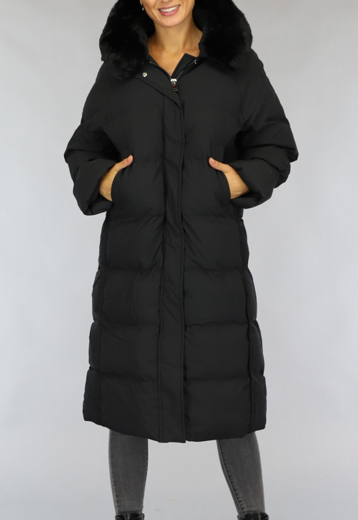 OP=OP! Zwarte Oversized Gevoerde Lange Winterjas