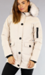 Beige Gewatteerde Parka met Beige Imitatiebont