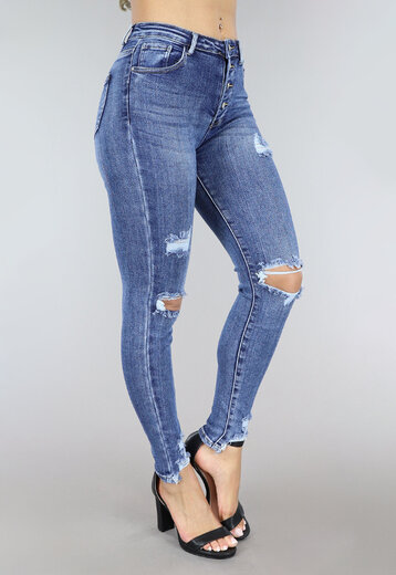 NEW2604 Denim Skinny Jeans Met Knopen