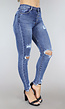 Denim Ripped Skinny Jeans Met Knopen