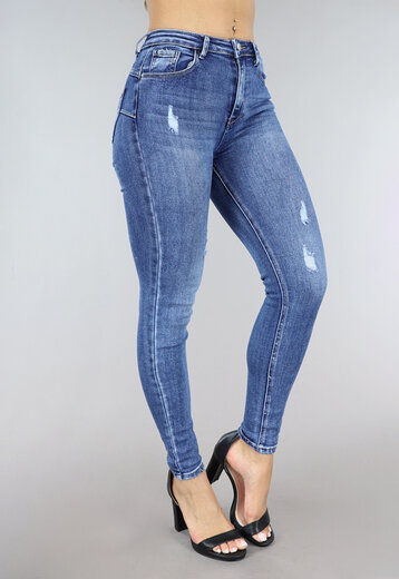 NEW2604 Denim Mid Waist Ripped Jeans