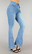 Blauwe Flair Jeans met Omgeslagen Taille