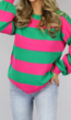 Groen/Roze Gestreepte Trui