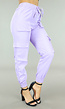 Lila Elastische Broek met Cargo Zakken