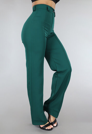 OP=OP! Donkergroene Wide Leg Pantalon