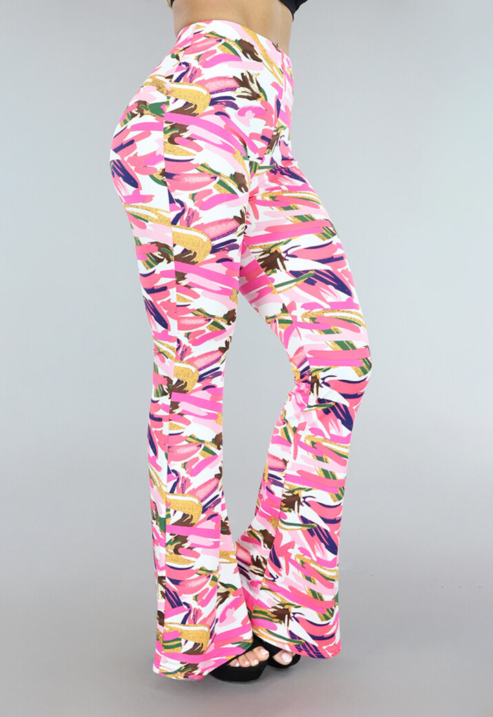 Fuchsia Jungle Print Broek met Flair