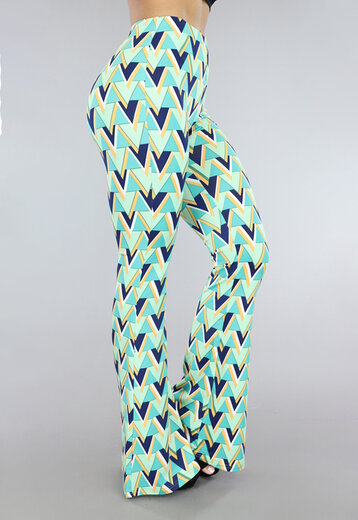 SALE35 Groene Retro Print Broek