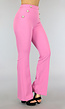 BF2023 Roze Flared Pantalon met Sierknopen