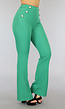 BF2023 Groene Flared Pantalon met Sierknopen